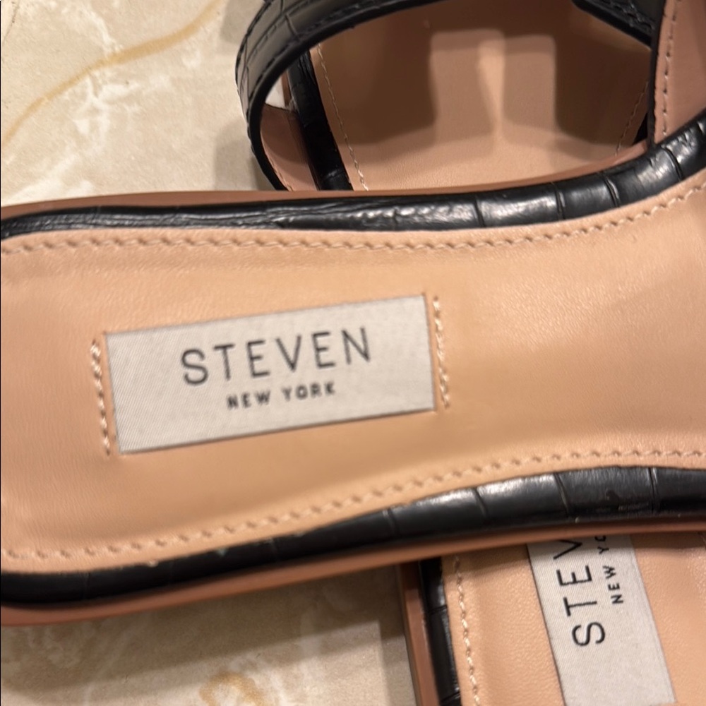 Black H-Style Slide Sandals with Flat Sole - Picture 5 of 6